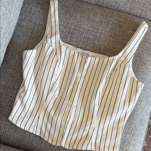 Cream Striped Women's Top